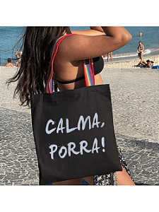 Bolsa Feminina Ecobag  100% algodão Black CALMA P(arco-iris)