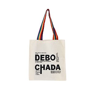 Bolsa Feminina Ecobag 100% algodão DEBOCHADA(Alça arco-íris)