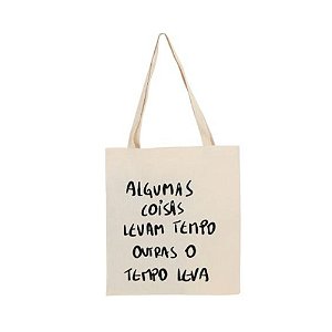 Bolsa Feminina Ecobag 100% algodão Estampa TEMPO LEVA
