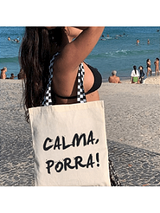 Bolsa Feminina Ecobag 100% algodão CALMA P (Alça xadrez)