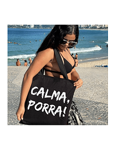 Bolsa Ecobag 100% algodão Black Estampa CALMA P***