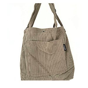 Bolsa Veludo Cotelê Love BEGE ESCURO