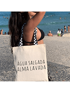 Bolsa Ecobag 100% algodão Estampa ÁGUA SALGADA (xadrez)