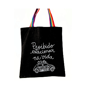 Bolsa Ecobag 100% algodão Black PROIBIDO ESTACIONAR colorida