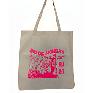Bolsa Ecobag  100% algodão Estampa RJ CRISTO (rosa)