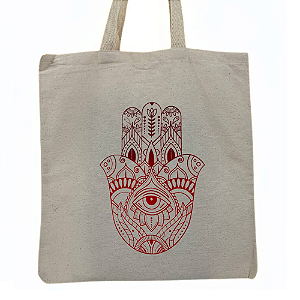 Bolsa Ecobag 100% algodão Estampa HAMSÁ (vermelho)