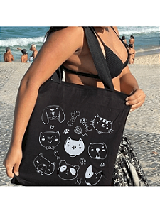 Bolsa Ecobag 100% algodão Black Estampa PETS