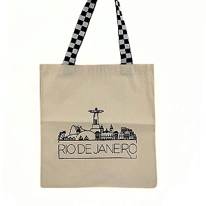 Bolsa Ecobag 100% algodão Estampa RIO DE JANEIRO (xadrez)