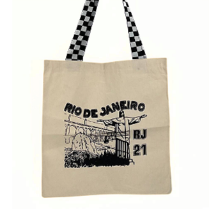 Bolsa Ecobag 100% algodão Estampa RJ CRISTO (xadrez)