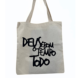 Bolsa Ecobag 100% algodão Estampa DEUS É BOM O TEMPO TODO