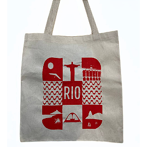 Bolsa Ecobag 100% algodão Estampa RIO SUN (vermelho)