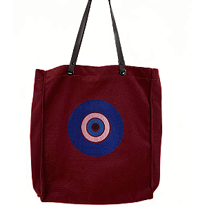 Bolsa Suede Olho Grego Vinho (Alça de Couro)