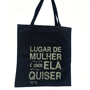 Bolsa Suede Lugar de Mulher Preto