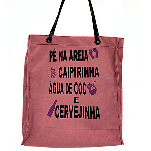 Bolsa Suede Pé na Areia Rosa (Alça de Couro)