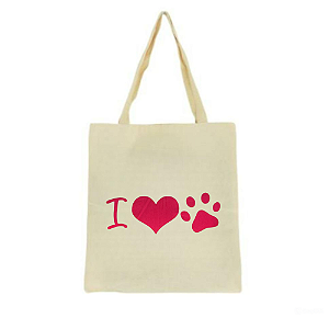 Bolsa Ecobag 100% algodão I LOVE PET (rosa)