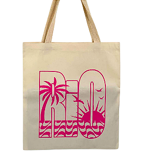Bolsa Ecobag 100% algodão Estampa Rio Simbol ( Rosa)