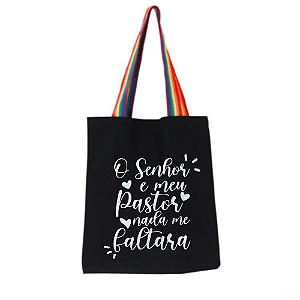 Bolsa Ecobag 100% algodão Black NADA ME FALTARÁ (colorida)