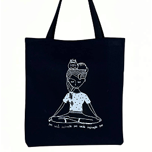 Bolsa Ecobag 100% algodão Black PAZ, SAUDE, INSPIRAÇÃO