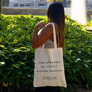 Bolsa Ecobag 100% Algodão Estampa MEDIR PALAVRAS Reutilizável Estilosa