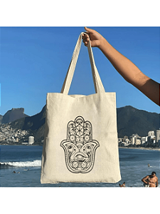 Kit C/10 un Atacado EcoBag 100% algodão Estampa Hamsa