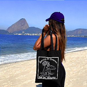 Bolsa Ecobag PRETA 100% Algodão Estampa GAROTA DE IPANEMA Reutilizável Estilosa