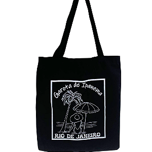 Bolsa Ecobag  100% algodão BLACK Estampa Garota de ipanema