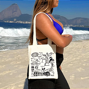 Mini Bolsa Ecobag 100% Algodão Estampa AMERICAN RJ Reutilizável Estilosa