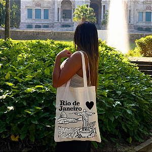 Bolsa Ecobag 100% Algodão Estampa CRISTO REDENTOR E PÃO DE AÇÚCAR Reutilizável Estilosa