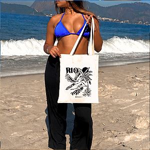 Bolsa Ecobag 100% Algodão Estampa RIO DE JANEIRO TROPICAL Reutilizável Estilosa
