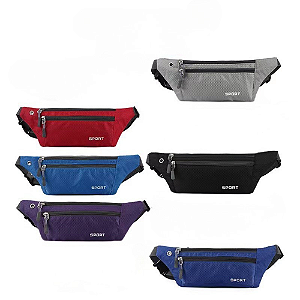Pochete Esportiva Unissex Compacta | Leve, Ajustável e Resistente | Várias Cores | 2 Bolsos com Zíper