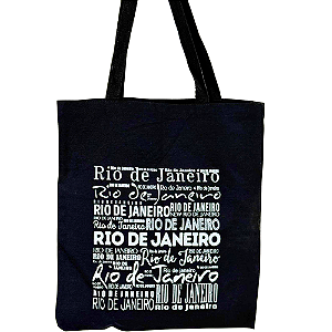 Bolsa Ecobag  100% algodão BLACK   Estampa RJ escritas
