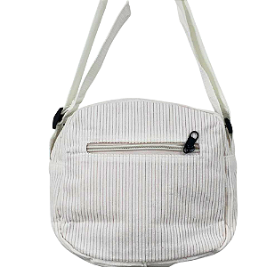 Bolsa Shoulder Bag Transversal Cotelê com Bolso Frontal e Alça Ajustável