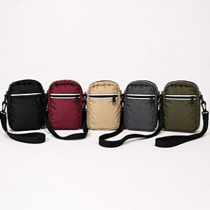 Bolsa Shoulder Bag Transversal Unissex Compacta com Zíper e Alça Ajustável