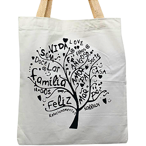 Bolsa Ecobag  100% algodão Branca Raízes