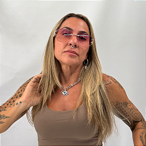 Óculos Sem Aro Lente Rosa UV400