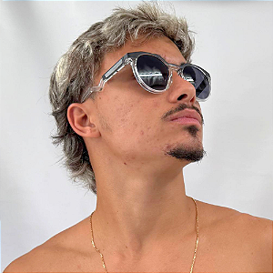 Óculos Transparente com Lente Preta – Armação Moderna em Acrílico  UV400