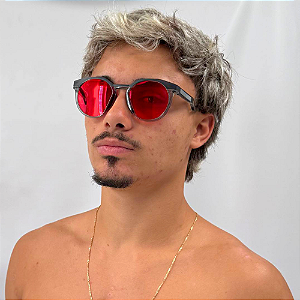 Óculos Transparente Lente Vermelha UV400