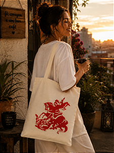 Bolsa Ecobag Crua 100% Algodão Reutilizável | Estampa "São jorge."