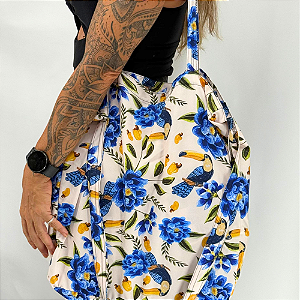 Bolsa Tecido Leblon  -  Floral Azul