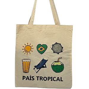 Bolsa Ecobag 100% algodão estampa PAÍS TROPICAL (Pintada a Mão)