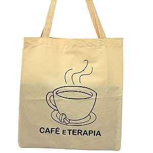 Bolsa Ecobag  100% algodão estampa Café e terapia