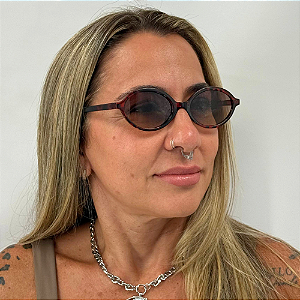 Óculos de Sol Redondo Tartaruga  UV400 Estiloso Unissex