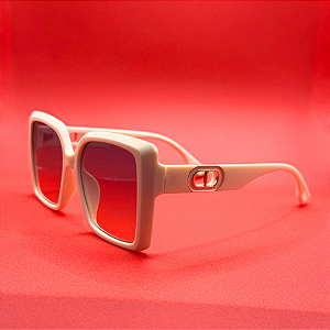 Óculos de Sol Quadrado Branco UV400 Feminino