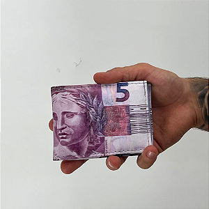 Carteira Compacta Estampa Cédula 5 Reais