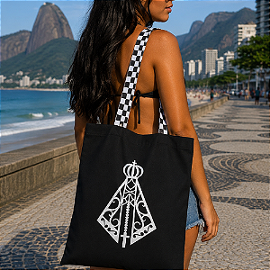 Bolsa Ecobag 100% algodão Black Nossa senhora (xadrez)