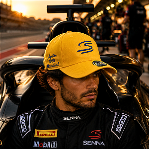 Boné Bordado Ajustável LEGACY SENA  (Amarelo) Retrô Racing Estilo Fórmula 1 Unissex