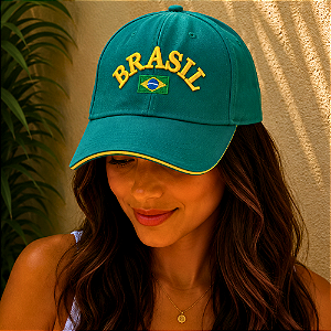 Boné Bordado Ajustável Identidade Carioca – "Copa Brasil" (Verde)