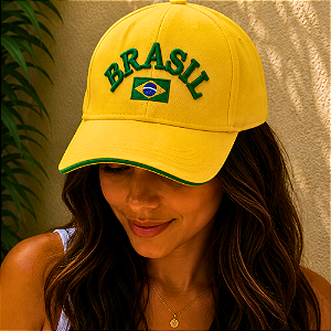 Boné Bordado Ajustável Identidade Carioca – "Copa Brasil" (Amarelo)