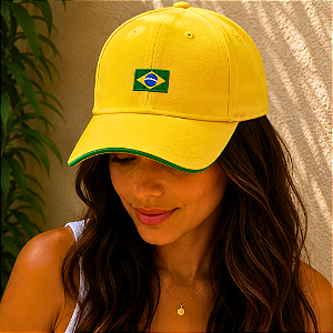 Boné Bordado Ajustável Identidade Carioca – "Brasão" (Amarelo)