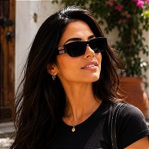 Óculos Retrô Feminino Fashion mw mw (Lente Preta)